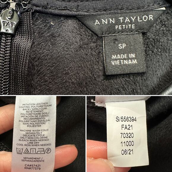 Ann Taylor Petite Faux Leather Sleeveless Blouse Lined Hidden Zip Tank Sz: SP - Picture 6 of 7